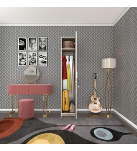 Kenzlife kilitli gardırop öğrenci dolabı tek kapılı kasımpatı crd 180*35*42 gardolap dolap ofis (Karışık)