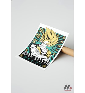 Dragon Ball Super Saiyan Goku Poster, Çerçevesiz Yüksek Kalite Duvar Afişi - Anime
