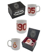 Galatasaray Kupa Gs Orijinal Lisanslı Mug, Özel Ahşap Kutulu (Beyaz)