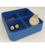 Dört Bölmeli Masa Üstü Organizer (Üst Üste Yerleştirilebilir)  Yüksek Kaliteli 3D Baskı Çevre Dostu PLA Hammadde (Mavi)