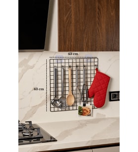 Siyah Mutfak Organizer Pano 43x43 Cm Yapışkan Hediyeli