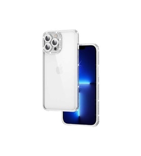 Apple iPhone 12 Pro Max Uyumlu Kılıf Kamera Korumalı Taşlı Zore Mina Kapak (Gümüş)