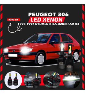 Peugeot 306 1993-1997 Uzun Kısa Far Uyumlu Şimşek Etkili Led Xenon Light Series H4