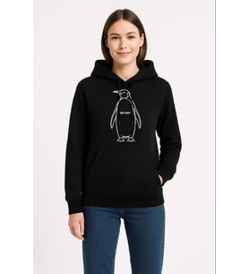 Nihilist Penguen Özel Tasarım Oversize Kapüşonlu Sweatshirt - Siyah