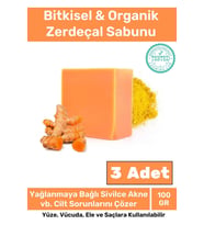 %100 Doğal Güzel Kokulu El Yüz Saç Vücut Cilt Orijinal 3'lü Zerdeçal Ekstraktı Sabunu