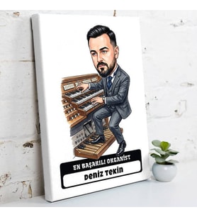 Organiste Hediye Erkek Karikatürlü Kanvas Tablo
