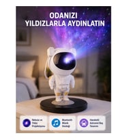Mey İthalat® Astronot Projeksiyon Lambası Bluetooth Müzikli ve Uzaktan Kumandalı
