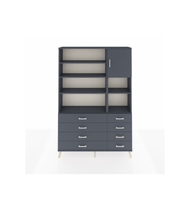Arges Gardrop 8 Raflı 8 Çekmeceli Tek Kapaklı  132x30x195 Antrasit-Antrasit