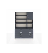 Arges Gardrop 8 Raflı 8 Çekmeceli Tek Kapaklı  132x30x195 Antrasit-Antrasit