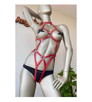 Kırmızı Deri Dansçı Özel Harness