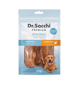 Dr.Sacchi Premium Tavuk Fileto Tahılsız Köpek Ödülü 100 Gr (Krem)