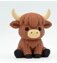 3D Yazıcı Örgü Dokulu Highland Cow (İskoç Sığırı) Figürü - Dekoratif Obje