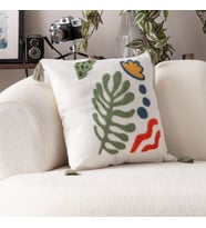 Comfort Punch Desenli Kırlent Kılıfı Kare Dekoratif Bohem Nakışlı Koltuk Yastık Kılıfı panç (Açık Yeşil)