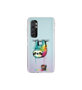 Xiaomi Mi Note 10 Lite ile Uyumlu Splash Tembel Hayvan Tasarımlı Şeffaf Silikon Kılıf