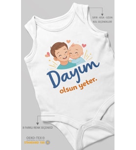 Dayım Olsun Yeter Sıfır Kollu Bebek Zıbını %100 Pamuk
