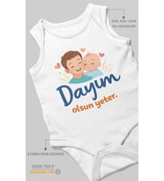 Dayım Olsun Yeter Sıfır Kollu Bebek Zıbını %100 Pamuk