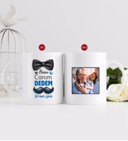 BK Gift Kişiye Özel Canım Dedem Tasarımlı Fotoğraflı Kupa Bardak-3 (Beyaz)