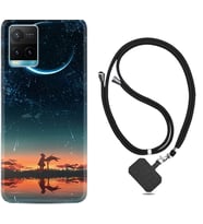 Vivo Y11S Y21S Y20 Y20S Y70 Kılıf Boyun Askılı Silikon Ay ve Kız 1720