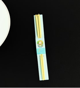 Kedi Figürlü Metal Chopstick (Sarı)
