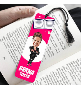 Takım Elbiseli Kadın Karikatürlü Püsküllü Kitap Ayracı