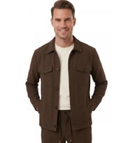 DeepSEA Kahve Slim Fit Gofre Dokulu Yazlık Spor Takım Elbise – Yarım Astarlı Likralı 2’li Kombin 2604007