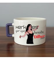 Herkes Yer İçer Hesabı Dilber Öder Baskılı Mor Kulplu C Fincan