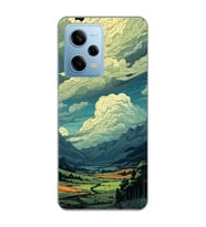 Redmi Note 12 Pro 5G Uyumlu Doğa ve Bulut Desenli Şeffaf Telefon Kılıfı