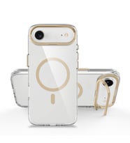 iPhone 17 Air Kılıf Magsafe Şarj Özellikli Kamera Standlı Airbagli Leke Tutmaz Lüx Kapak (Gold)