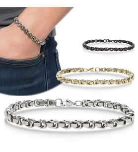 Moncuk Design Box Cuban Çelik Zincir Bileklik 6mm 3351CZB2D11