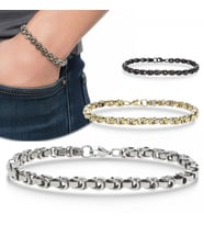 Moncuk Design Box Cuban Çelik Zincir Bileklik 6mm 3351CZB2D11