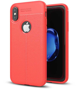 Uyumlu Model Apple iPhone X Kılıf Deri Tarzı Niss Silikon Case (Kırmızı)