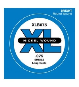 D'Addario XLB075 XL Nickel Wound Bas Gitar Tek Teli ($0.075$ İnç)  Dengeli Alt-Orta Frekanslar, Yüksek Manyetik Çekim Kapasitesi ve Profesyonel Sahne/Stüdyo Kullanımı İçin İdeal