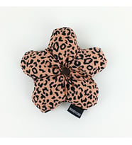 WoodyCord Marka El Yapımı Leopar Çiçek Pofuduk Scrunchie Toka