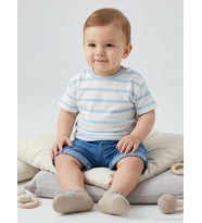 Civil Baby Çizgili 6-18 Ay Tişört - Mavi