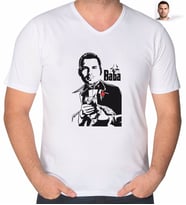 BK Gift Kişiye Özel Godfather Silüet Tasarımlı V Yaka Tişört-4 (Beyaz)