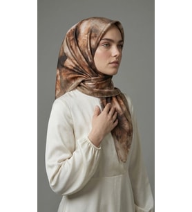 Levidor Kristal Eşarp Zambak Desen Latte