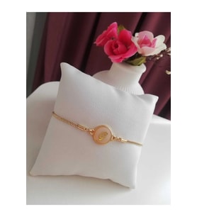 Altın Sedef Ayarlanabilir Kadın Gold Asansörlü G Harf Bileklik (Karışık)