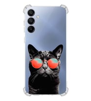 PrintiFy Samsung Galaxy A15 Uyumlu Kedi 3 Baskılı Şeffaf Köşe Korumalı Antişok Kılıf