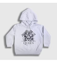 Presmono Unisex Çocuk Beyaz Gray Logo Queen Kapüşonlu Sweatshirt 101917tt