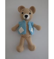 Yelekli Ayıcık Amigurumi Organik Oyuncak