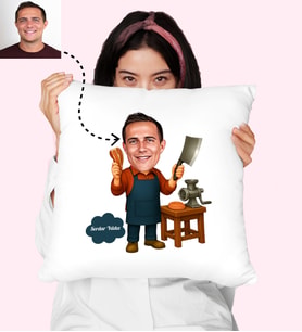 Kasap Karikatürlü Kişiye Özel Yastık