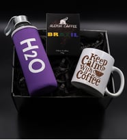 Mor Özel Kılıflı 500 Ml Su Matarası & Alerya Brazil Filtre Kahve & Coffee Desenli Kupa Hediye Seti