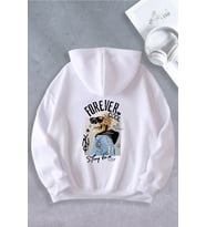 Nevermind Unisex Kadın Erkek Forever Cool Oversize Sweatshirt 2 İPLİK (Beyaz)