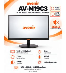 AV-M19C3 19 İnch 75HZ 5ms Sessiz Kumandasız Monitör
