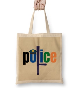 Police Gift İdea Funny Saying Quote Bez Çanta Uzun Saplı