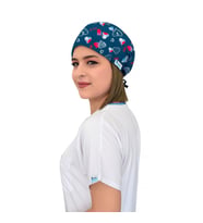 Lacivert Love Desenli Doktor Hemşire Hastane Cerrahi Bone (Çok Renkli)