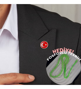 Gümüş 925 Ayar Ay Yıldız Türk Bayrağı Yaka Rozeti
