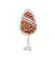 Tek Katlı Pembe Gerbera Çiçekli Çelenk