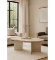 80x130cm Traverten Oval Orta Sehpa Oscar Model