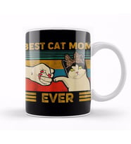 Vintage Best Cat Mom Ever Fist Bump Gift 01 Kupa Bardak Porselen